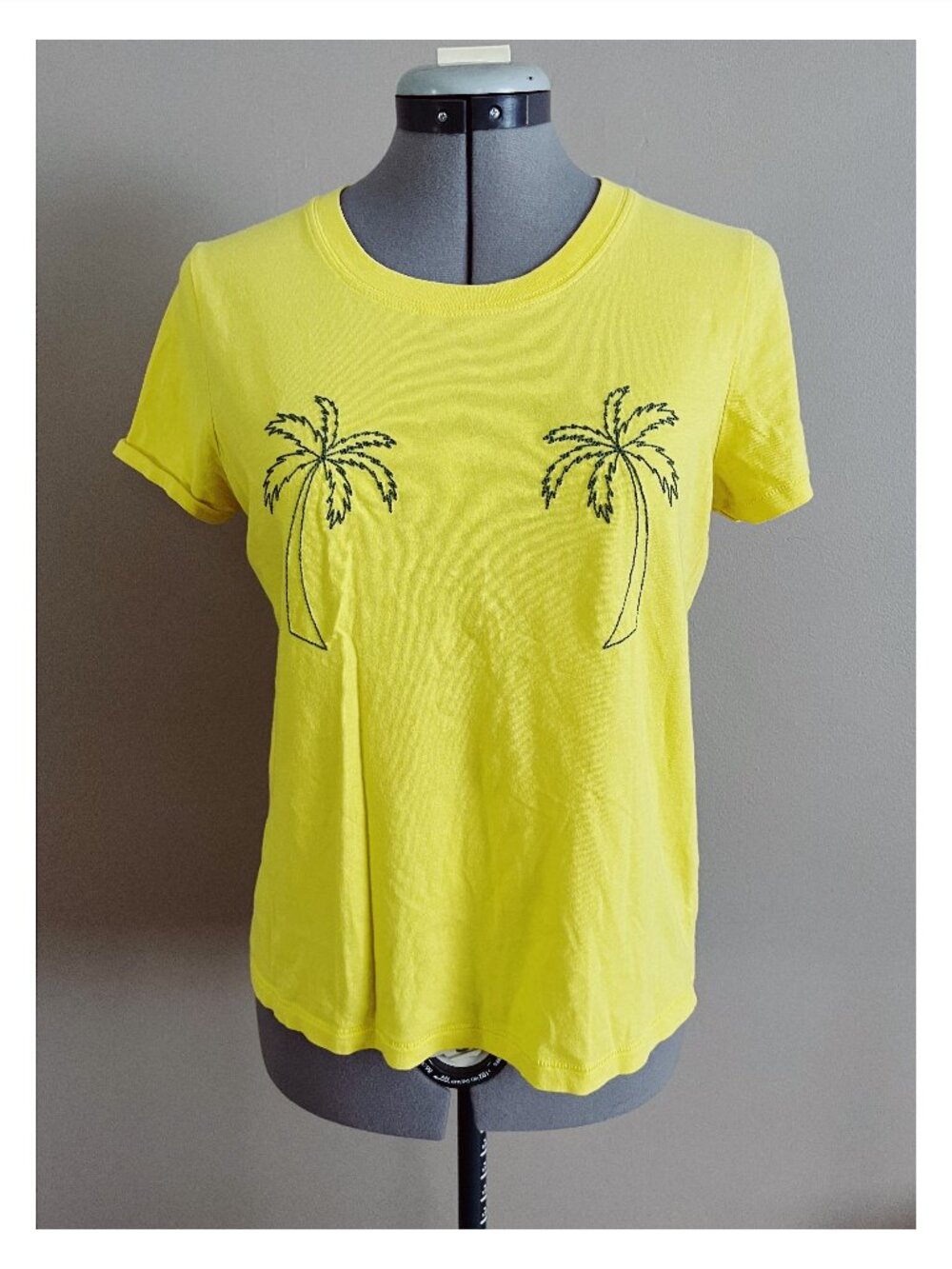 Madewell Sz S Embroidered Palm Trees Tee Yellow